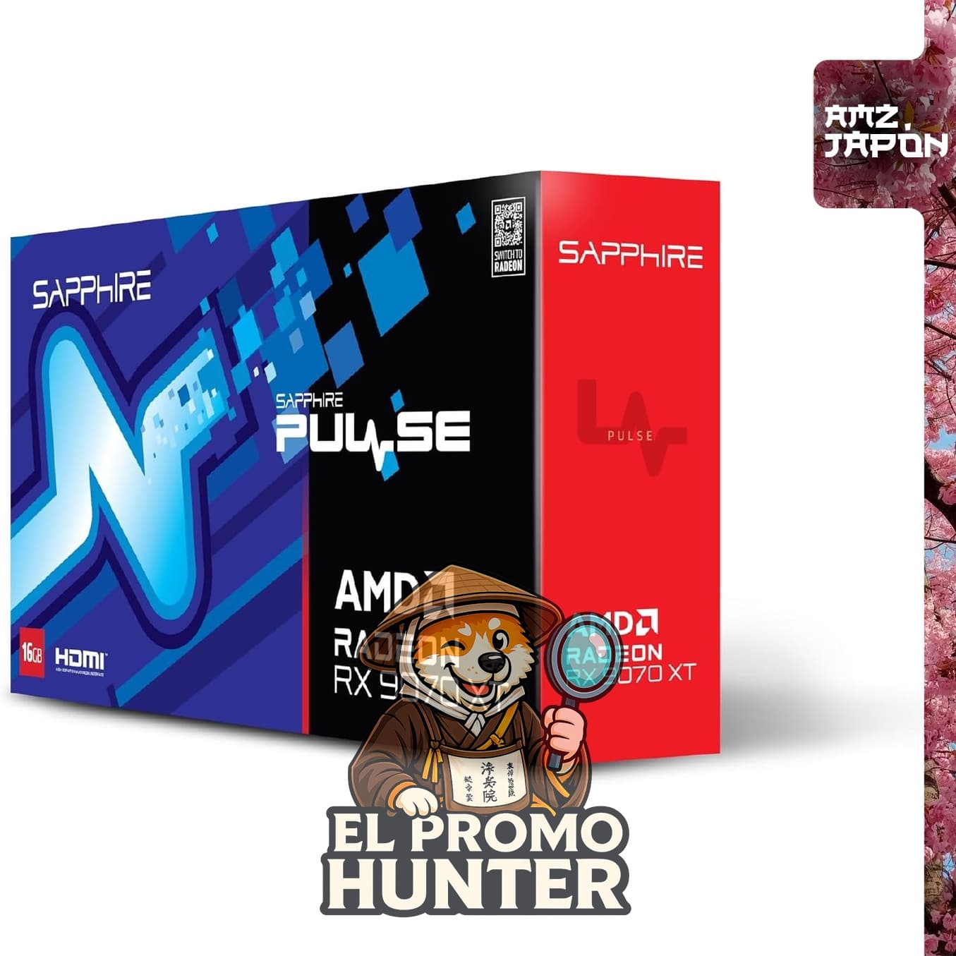 Tarjeta gráfica SAPPHIRE PULSE Radeon RX 9070 XT GAMING de 16 GB.