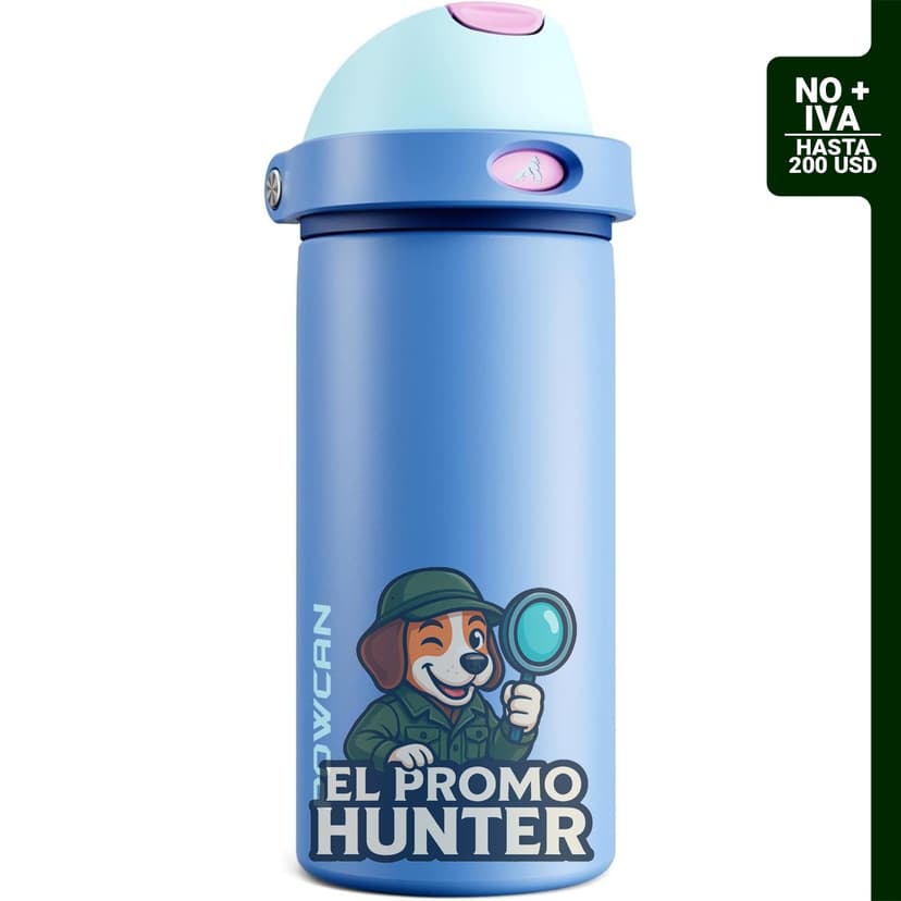 Botella de agua aislada de 532 ml, acero inoxidable, con boquilla de botón 2 en 1 y popote deslizante.