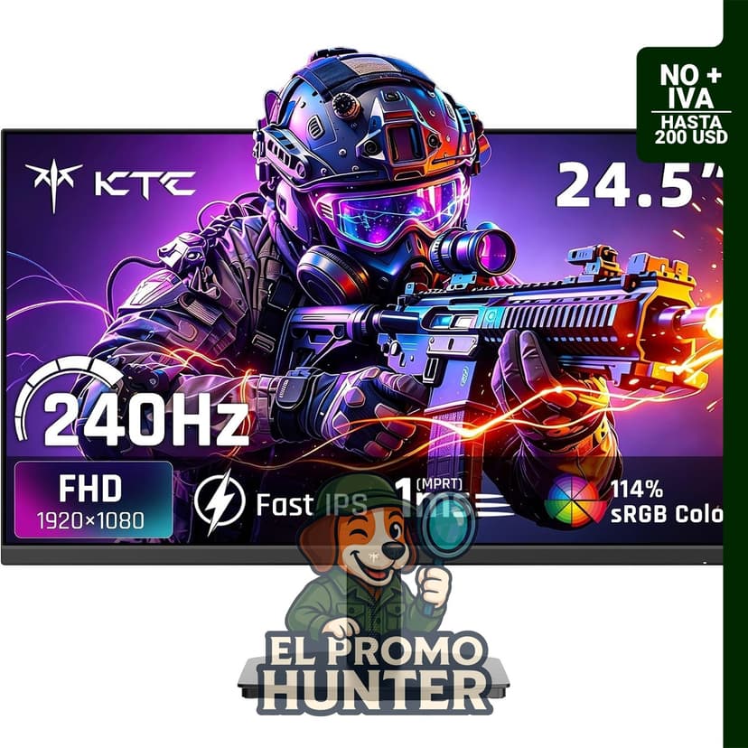 Monitor KTC de 24.5" (62.2 cm) con resolución FHD y frecuencia de 240Hz, modelo H25T7-A.