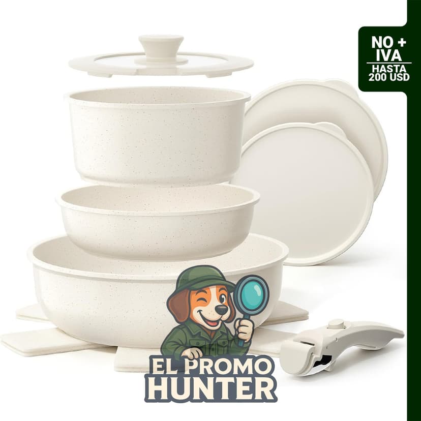 Set de utensilios de cocina YASHE de 9 piezas, apto para horno y apilable, compatible con inducción.