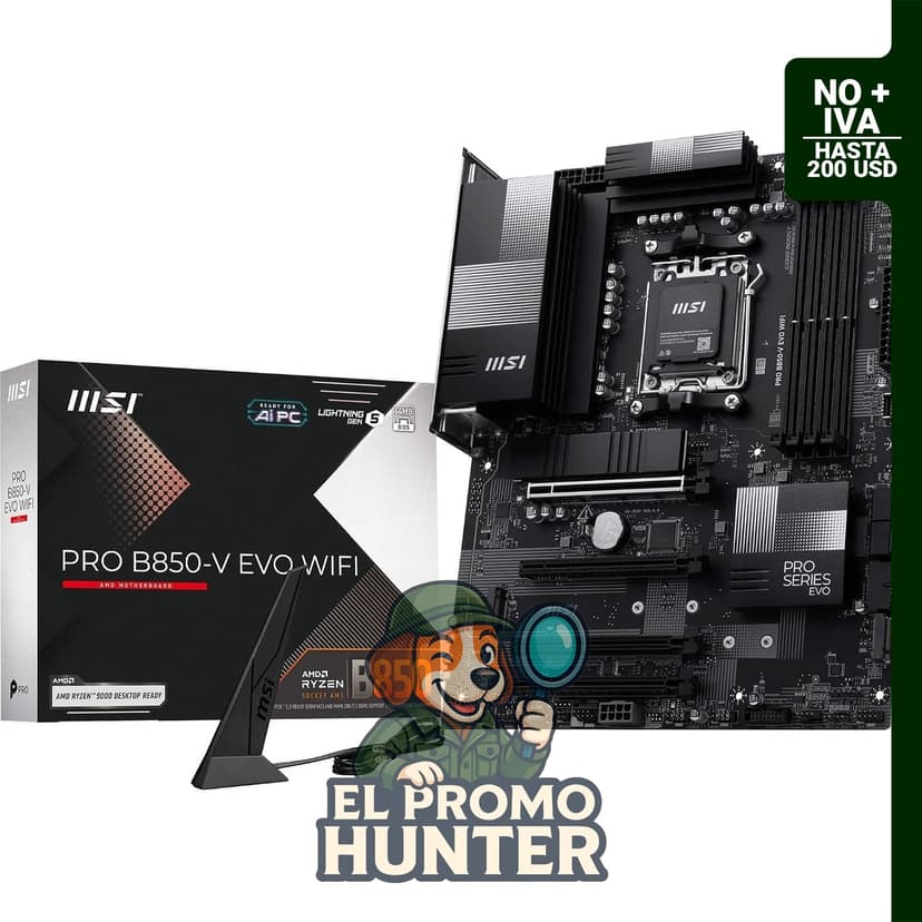 Placa base MSI PRO B850-V EVO ATX con WiFi, compatible con procesadores AMD Ryzen 9000/8000/7000, AM5.