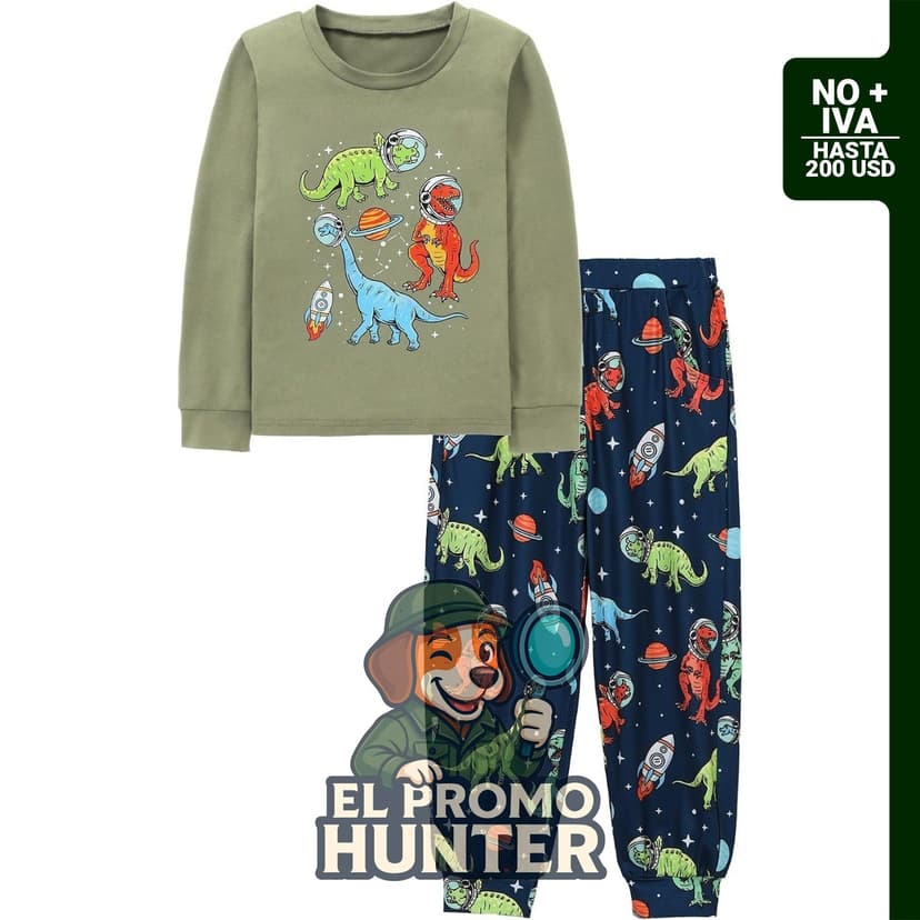 Conjunto de pijama para niños, incluye camiseta de manga larga y pantalones largos, estampados divertidos.