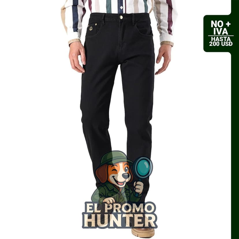 Pantalones de mezclilla para hombre, ajuste regular, elásticos, pierna recta.