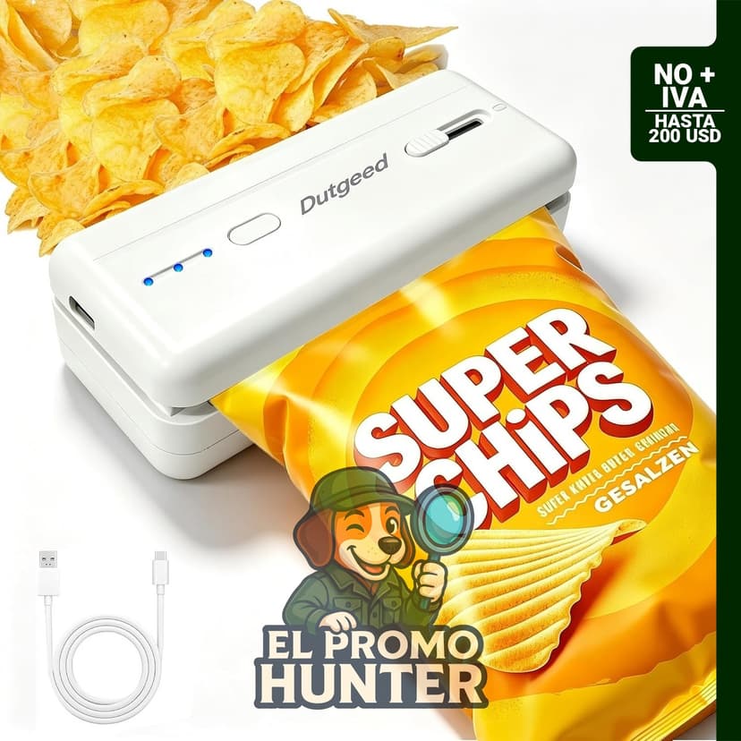 Dutgeed Mini sellador de bolsas de calor 2 en 1 con cortador e imán, recargable de 1300 mAh.