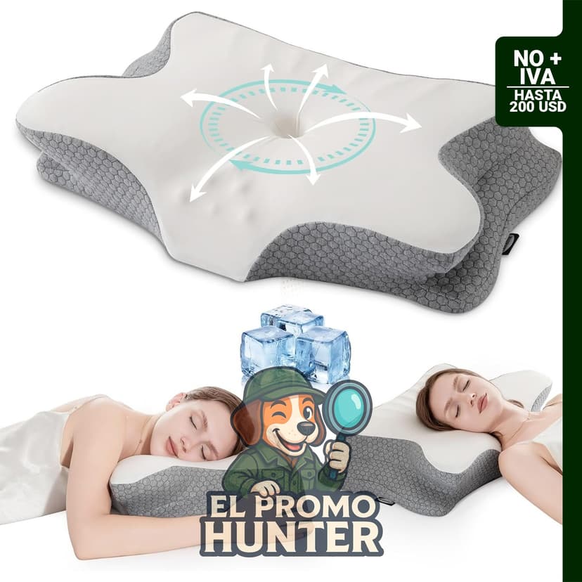 Almohada cervical ergonómica de espuma viscoelástica para aliviar el dolor de cuello y hombros.