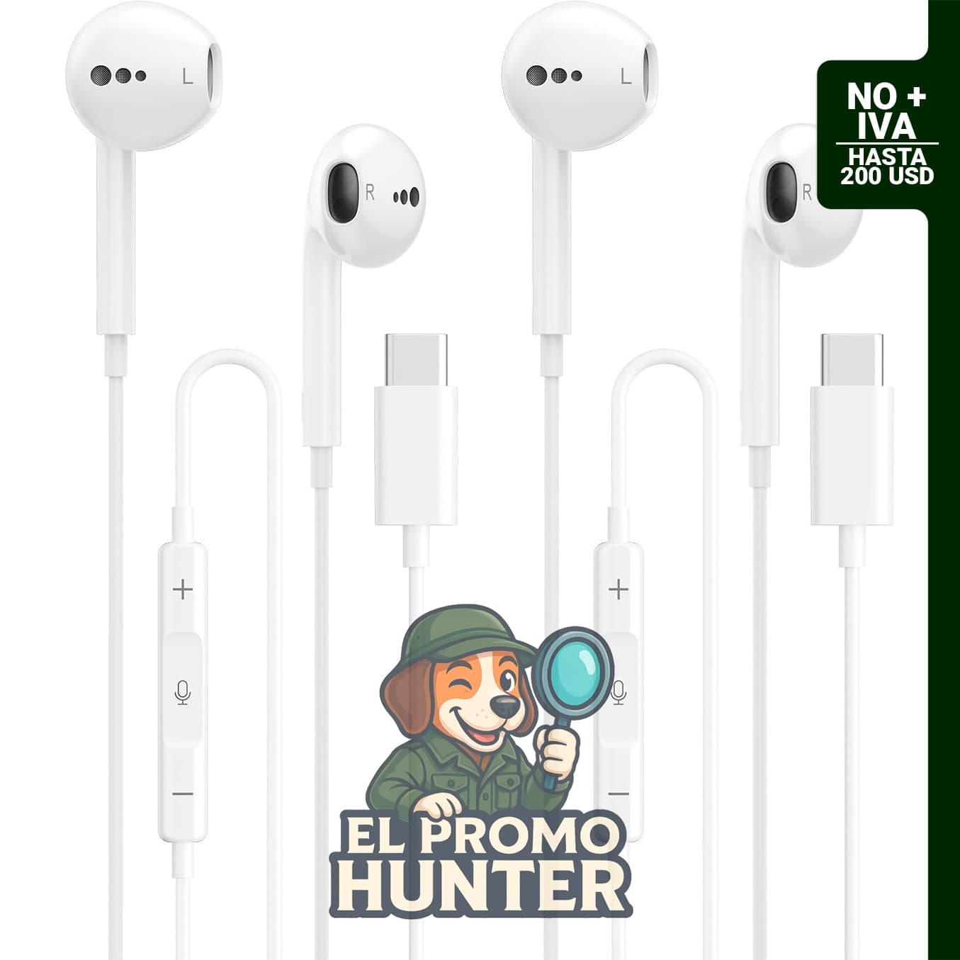 Auriculares BLXSounds USB C con micrófono y control de volumen, compatibles con iPhone y Android.