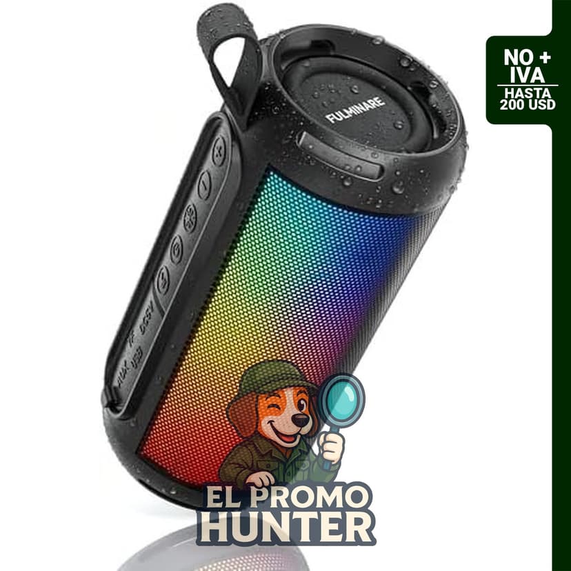 FULMINARE Altavoz Bluetooth inalámbrico TWS de 26W, con 16 horas de reproducción y luz LED RGB, IPX5 impermeable.
