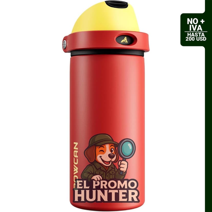 Botella de agua POWCAN de 18 oz, acero inoxidable, boquilla de botón 2 en 1 y popote de deslizamiento rápido.