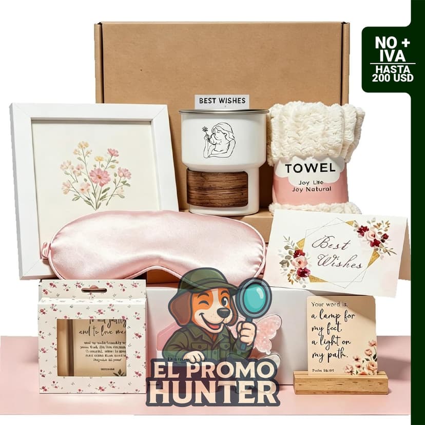 Cesta de Regalo Nythriel con 10 piezas para mamás, incluye productos de spa, taza y tarjetas inspiradoras.