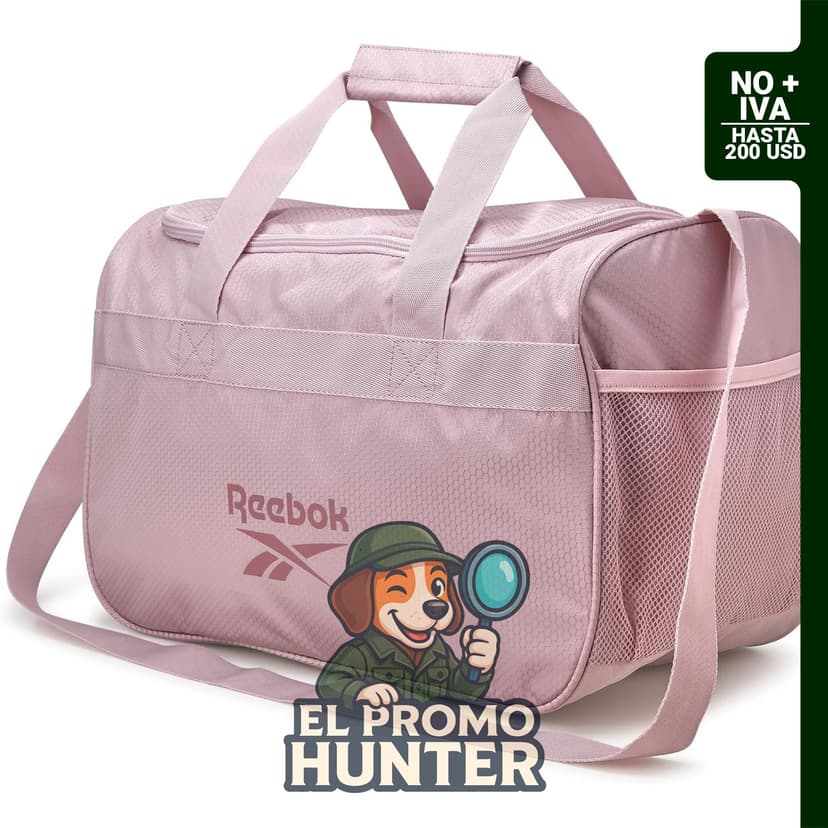 Reebok Bolsa de deporte compacta con correa ajustable, incluye compartimento principal espacioso y bolsillos interiores y exteriores.