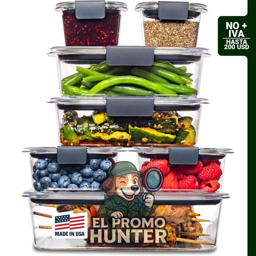 Rubbermaid Brilliance, contenedores de almacenamiento de alimentos, 14 piezas, plástico sin BPA, a prueba de fugas.