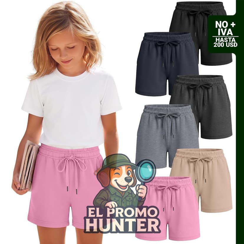 Shorts para niña de pierna ancha, paquete de 6 unidades.