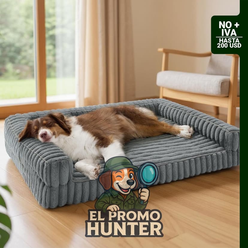 Bedsure ComfyFleece™ Memory Foam Orthopedic Dog Bed, tamaño grande de 35" (89 cm), con espuma tipo huevo, funda de corduroy lavable y base antideslizante.