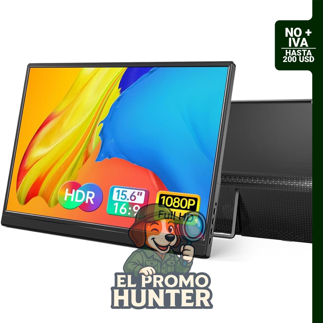 Yxk Monitor portátil de 15.6" (39.6 cm) 1080P, USB-C y HDMI, compatible con laptop, PC, Mac y consolas.