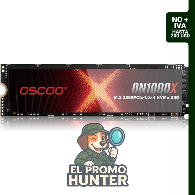 SSD interno M.2 2280 de 1TB NVMe PCIe 4.0, velocidad de lectura de hasta 7,400 MB/s y escritura de 6,500 MB/s.