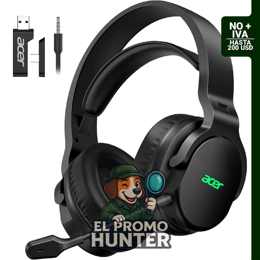 Acer Auriculares inalámbricos para juegos, trimodo 2.4 GHz, Bluetooth 5.4 y con cable de 3.5 mm.