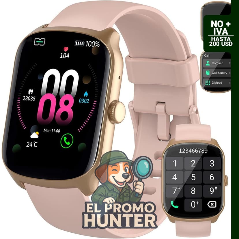 Reloj inteligente HD de 1.95 pulgadas con monitor de frecuencia cardíaca y sueño.