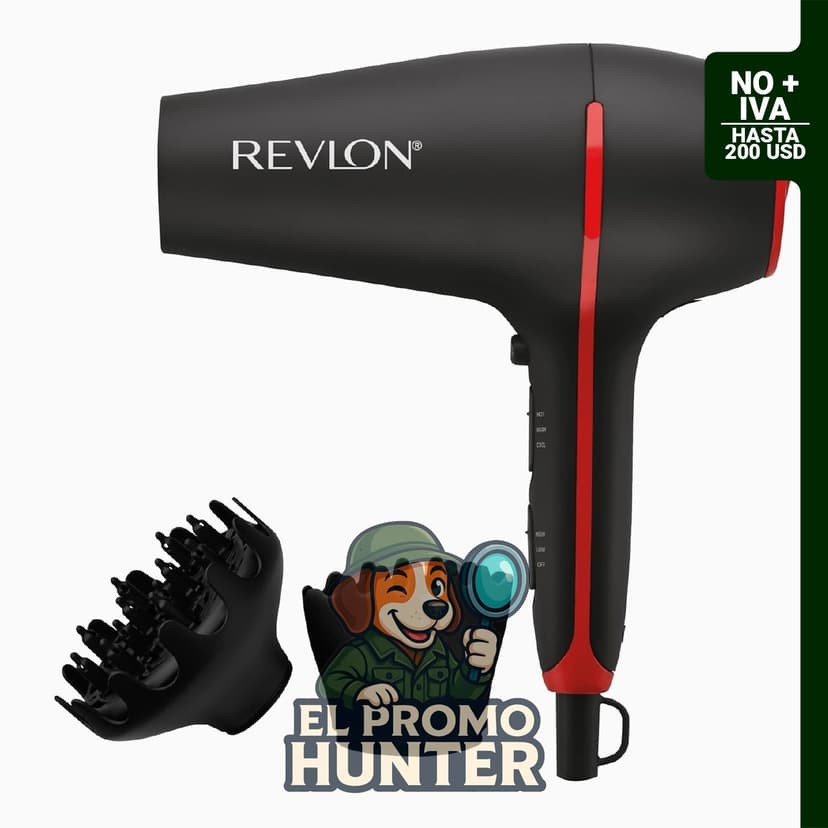 REVLON SmoothStay Secador de Pelo, 1875W, con difusor y concentrador, tecnología iónica de cerámica.