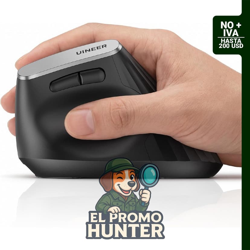 Ratón inalámbrico ergonómico Uineer, vertical Bluetooth con conectividad BT5.0/4.0/2.4G, recargable y con indicador de batería.