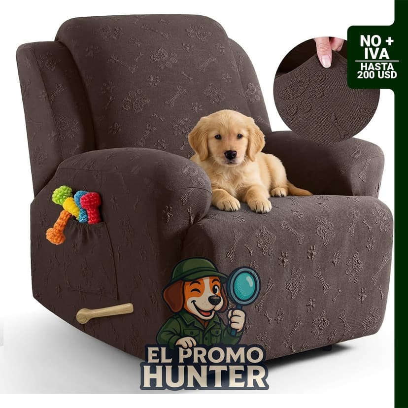 Funda Reclinable Elástica 4 Piezas con Bolsillos, apta para sillones de 24-33 in (61-84 cm) de ancho.