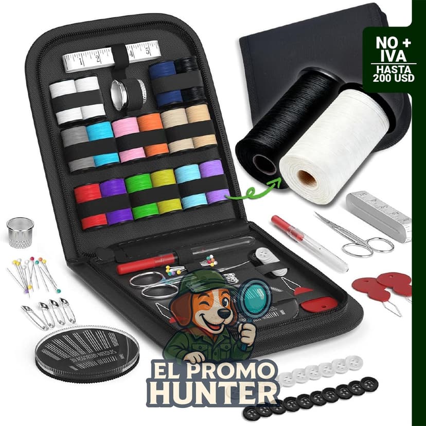 Kit de Costura Portátil con Hilos, Agujas y Tijeras