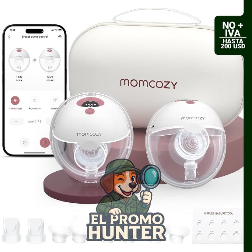 Momcozy M5 Extractor de leche portátil controlado por aplicación, 2 unidades, color rojo