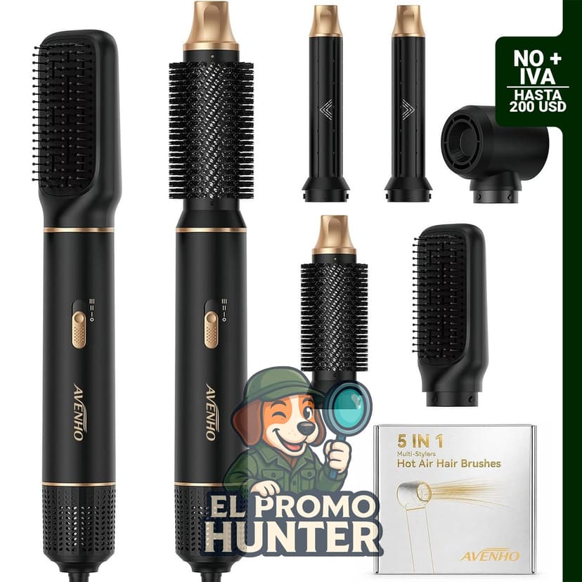 Juego de cepillos para secador de pelo 5 en 1, estilizador de aire caliente con 5 accesorios desmontables.