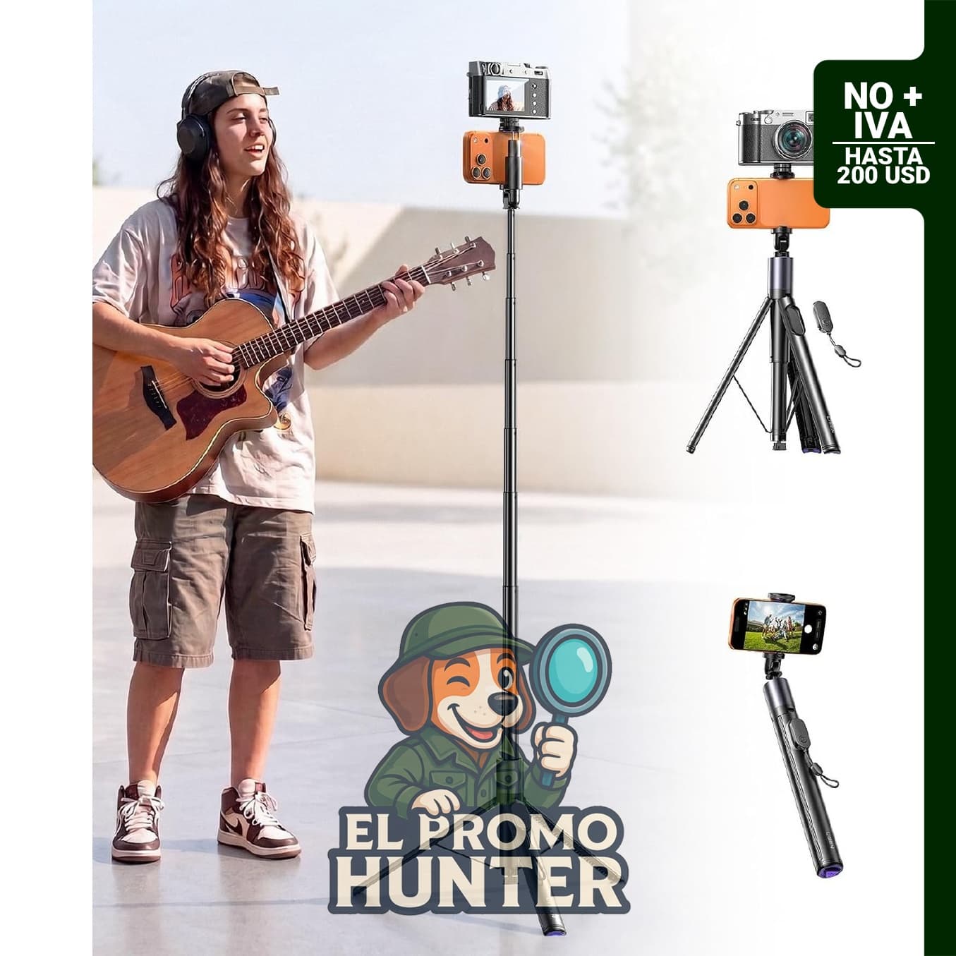 LISEN Trípode selfie stick de 67" (170 cm) con control remoto para teléfonos iPhone y Android.