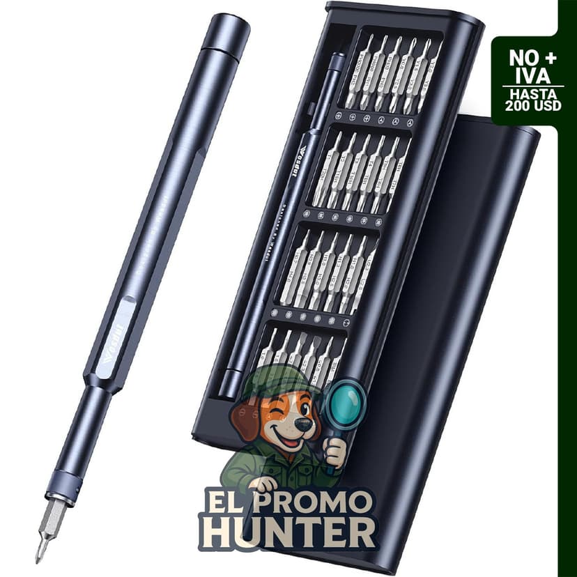 Juego de destornilladores de precisión 49 en 1, incluye múltiples puntas y mango ergonómico.