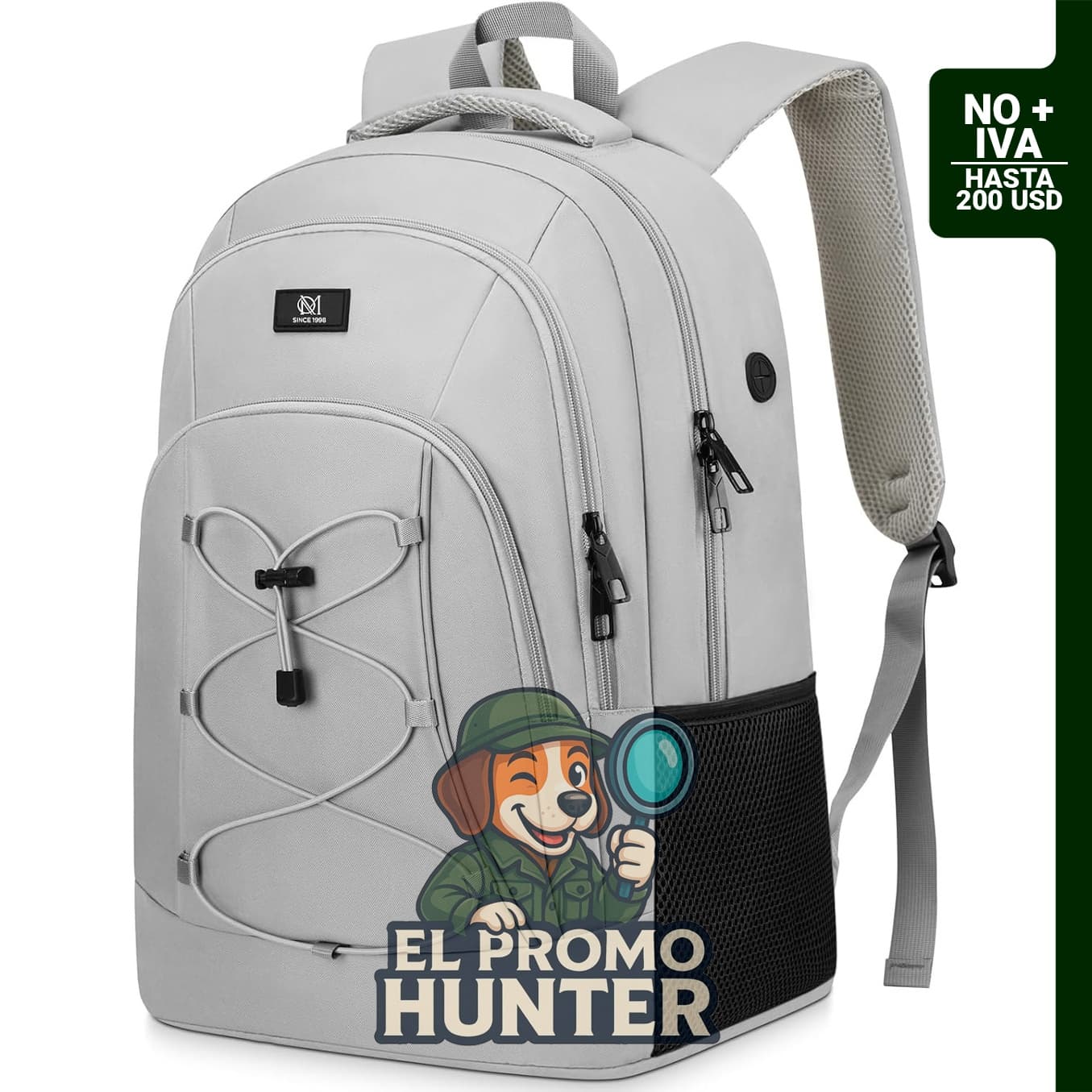 Mochila MOMUVO de 17" (43 cm) resistente al agua para laptop, con puerto USB, adecuada para uso escolar y profesional.