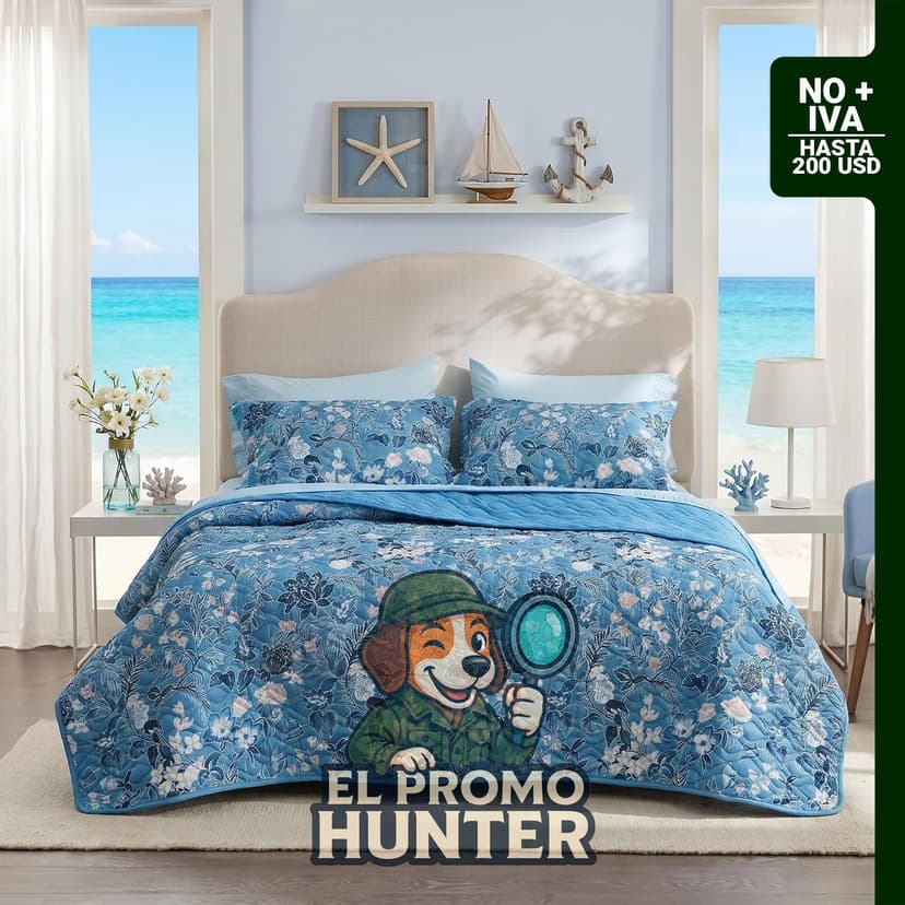 Bedsure Colcha floral reversible tamaño Queen, 90 x 96 pulgadas, apta para mascotas y lavable a máquina.
