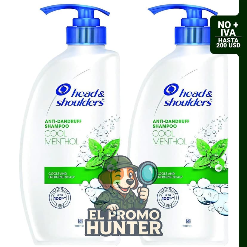 Head & Shoulders Champú anticaspa, paquete de 2 botellas de 22 oz (650 ml) cada una, con aroma a mentol.