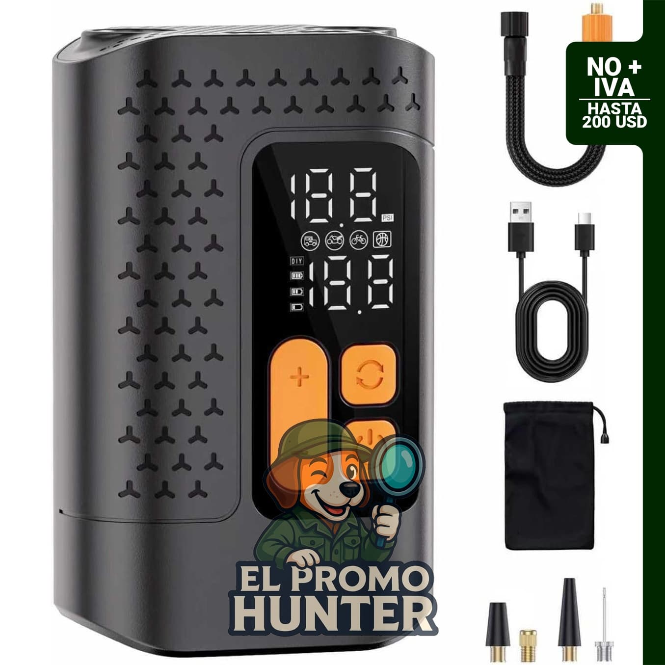 Bomba de aire eléctrica Aucoza, 160 PSI, mini bomba para bicicletas con manómetro digital.