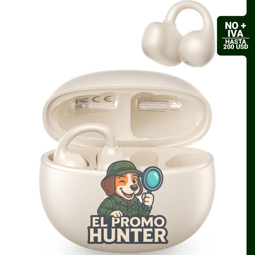 Kinglucky Auriculares Clip-On, Bluetooth 5.4, 40 horas de reproducción, sonido claro, para orejas pequeñas.