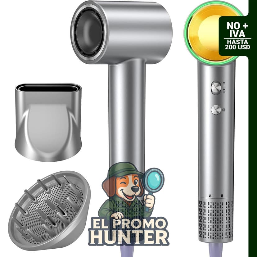 Secador de pelo ITCNDT7U, motor sin escobillas de 150,000 RPM, con 3 ajustes de calor y luces LED.