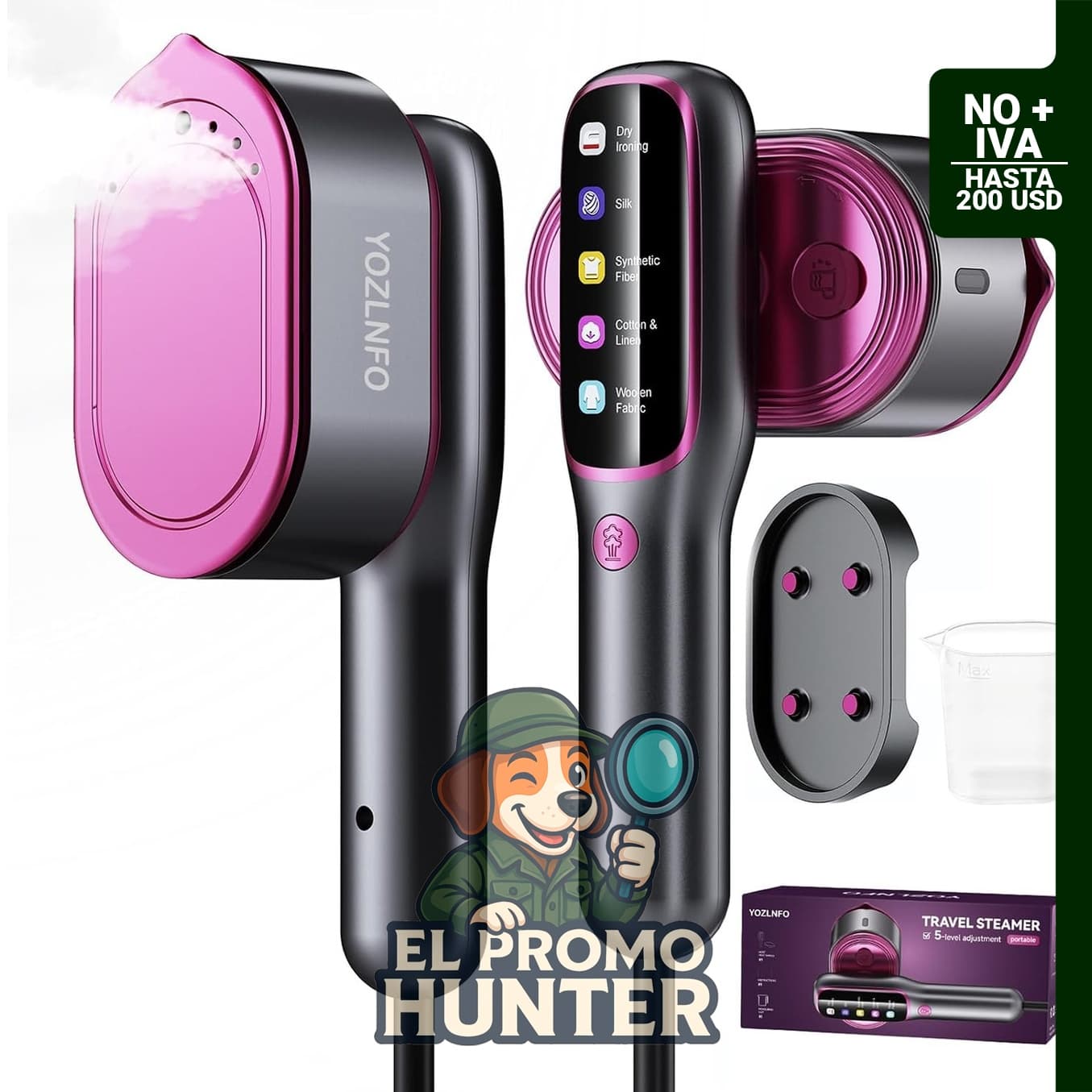 Vaporizador portátil YOZLNFO de 1200 W, 5 modos de calentamiento, suela de cerámica, tanque de 3.7 L.