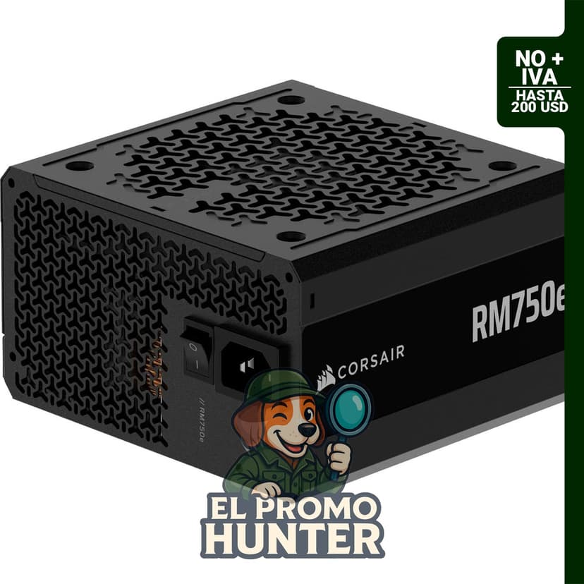 CORSAIR RM750e Fuente de alimentación modular de 750 W, Eficiencia Cybenetics Gold, condensadores a 105°.