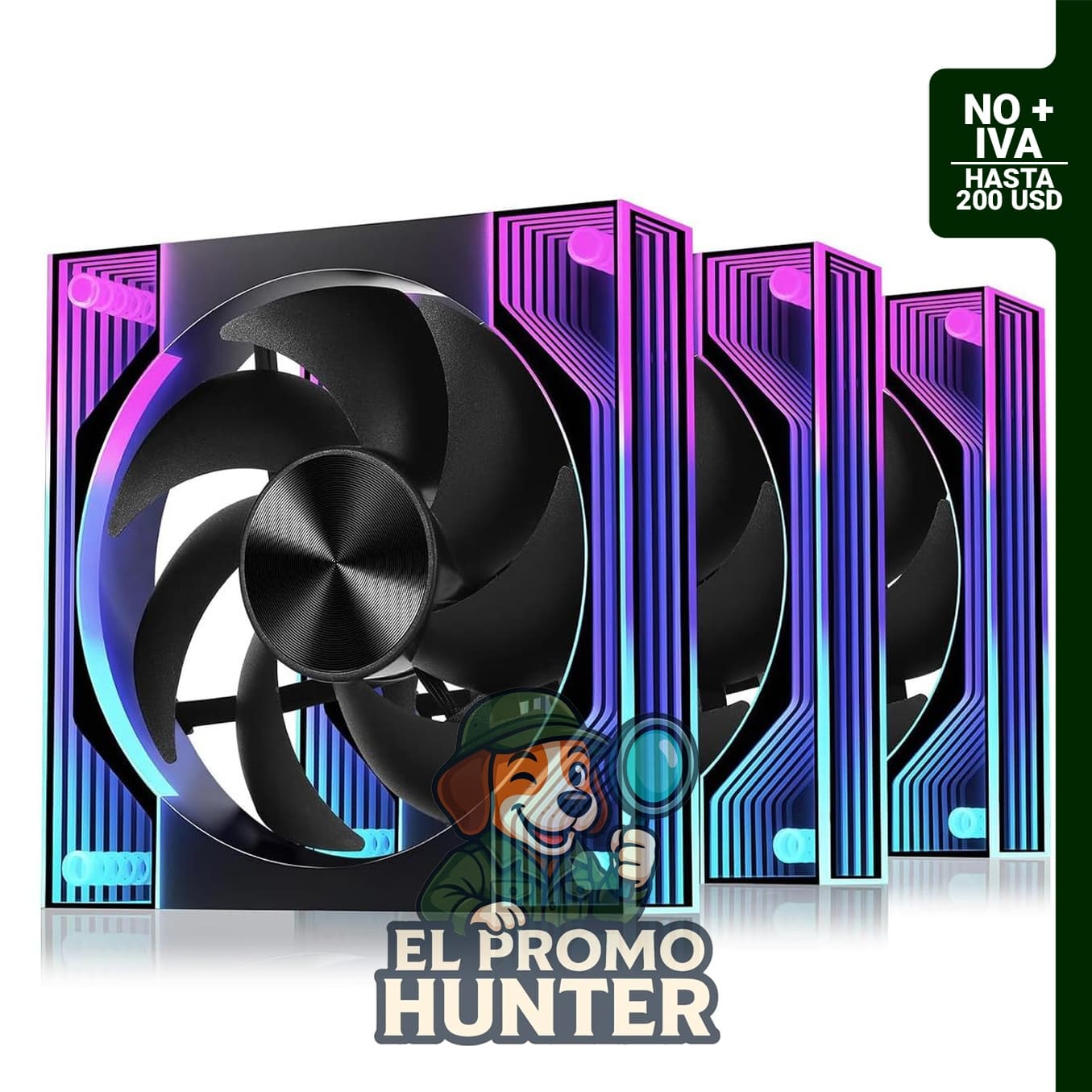 Ventilador ELETCOOL de 12 cm, paquete de 3, con iluminación ARGB y sincronización de 5 V y 3 pines.