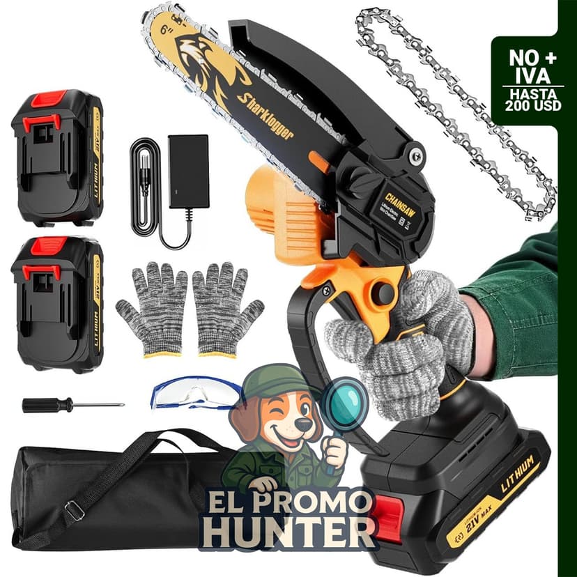 Sharklogger mini motosierra eléctrica inalámbrica de 6 pulgadas, portátil para podar árboles.