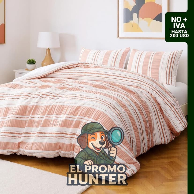 Amazon Basics Juego de edredón de 3 piezas, microfibra jacquard, incluye 2 fundas de almohada, tamaño matrimonial.