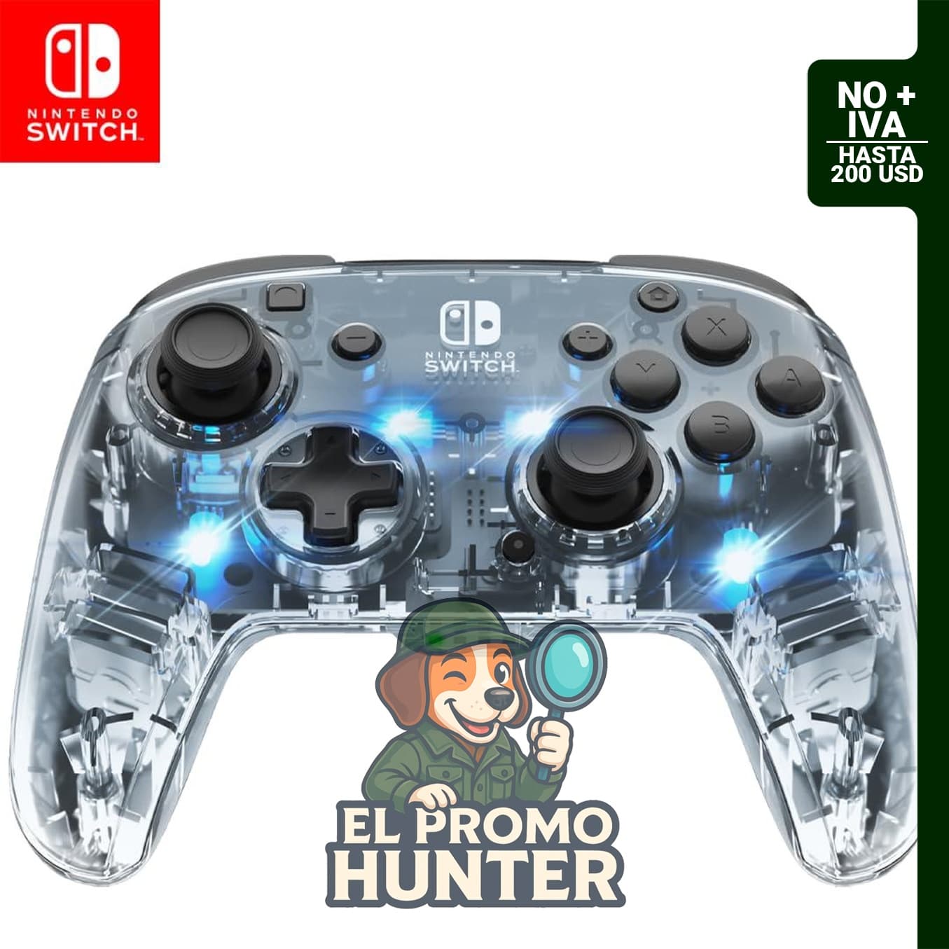 Controlador Inalámbrico RGB Afterglow para Nintendo Switch/Switch Lite/Switch OLED, con iluminación LED y control de movimiento.