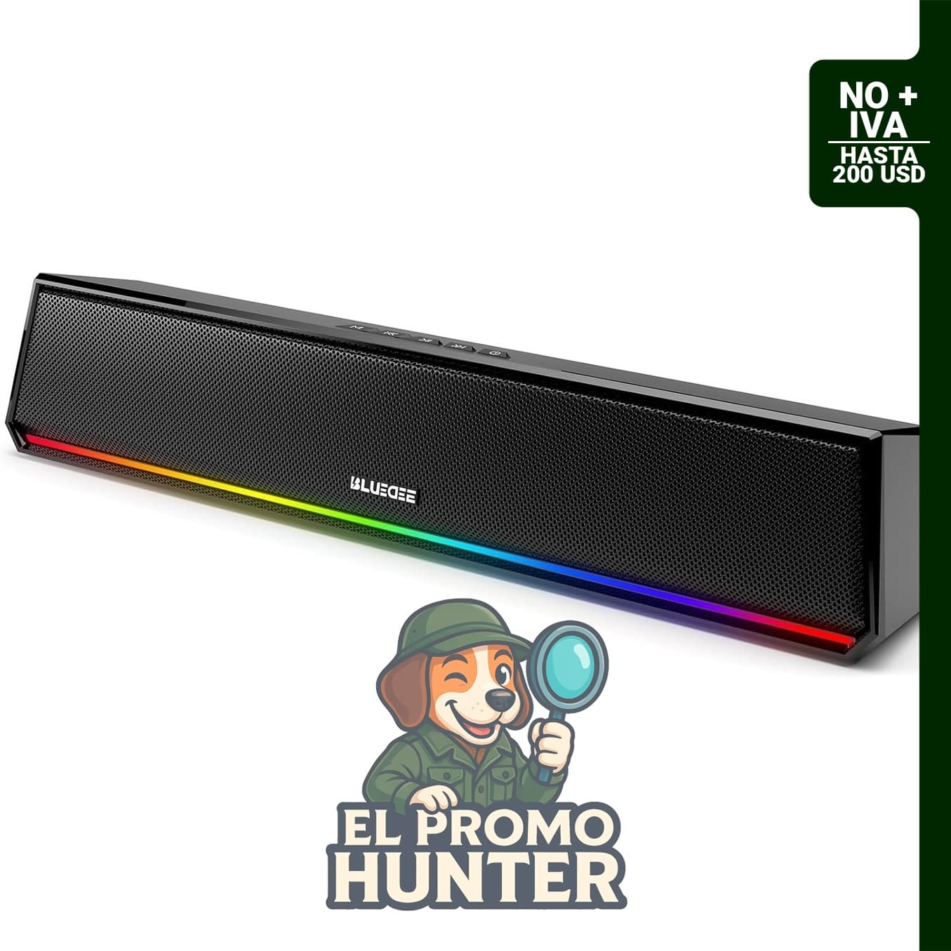 Altavoces Bluedee para computadora de escritorio, Bluetooth y barra de sonido USB RGB, 10W.