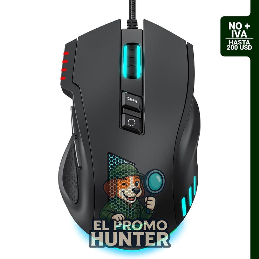 Acer Ratón para juegos con cable, sensor óptico de 12,800 DPI, 12 modos de retroiluminación y 8 botones programables.