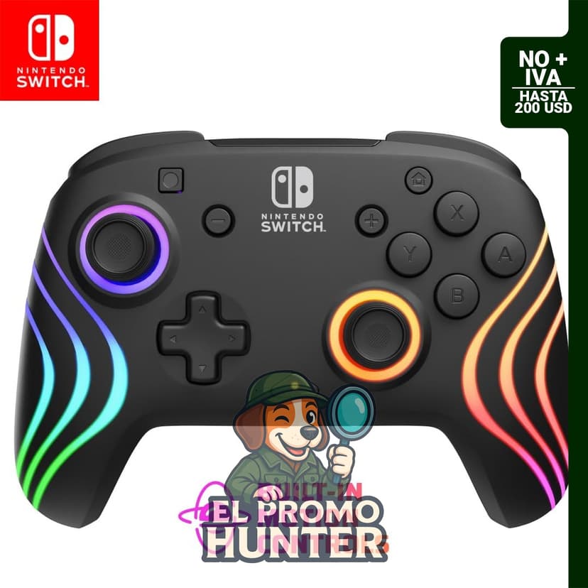 Controlador Pro Inalámbrico PDP Gaming Afterglow Wave para Nintendo Switch, compatible con Switch Lite/OLED.