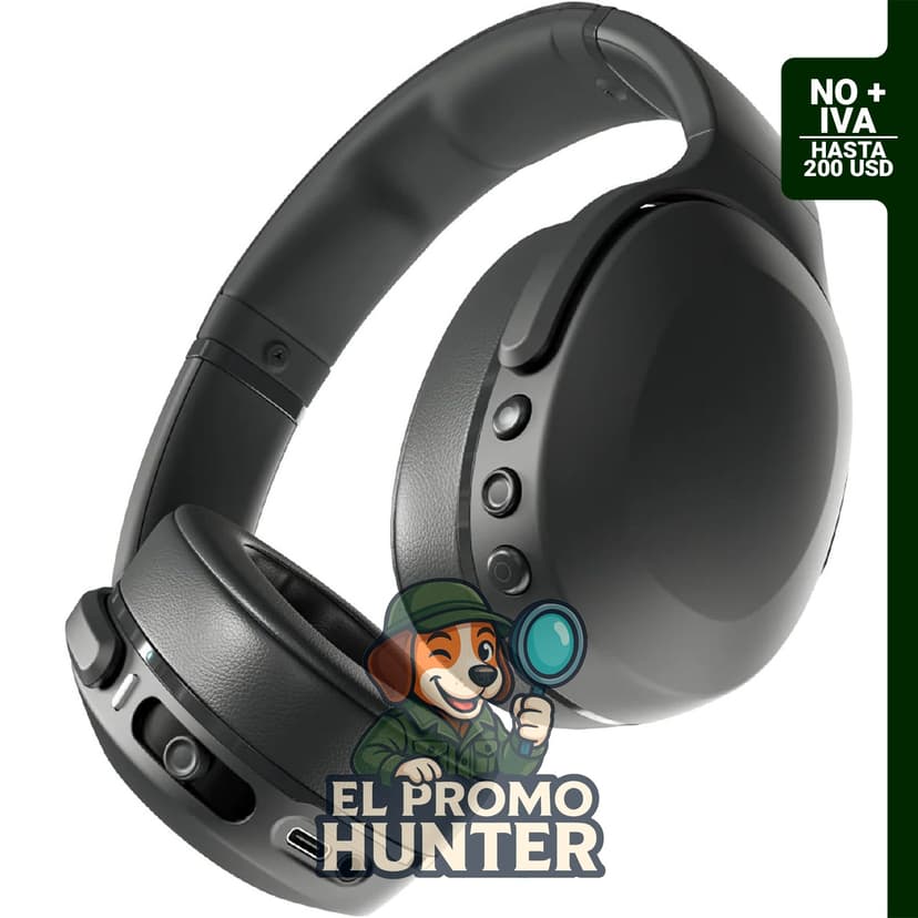 Skullcandy Crusher Evo - Auriculares inalámbricos con graves multisensoriales, color negro. Conectividad Bluetooth, aislamiento de ruido, diseño over-ear, batería de 40 horas, micrófono.