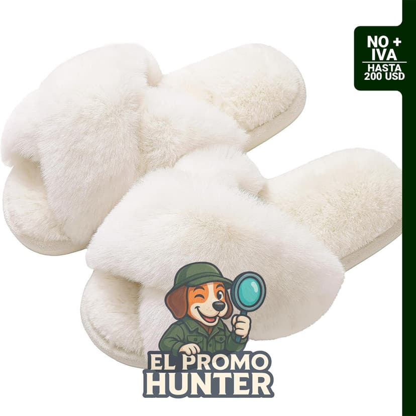 Evshine Pantuflas de felpa para mujeres, con banda cruzada y abierta en la punta, espuma viscoelástica.