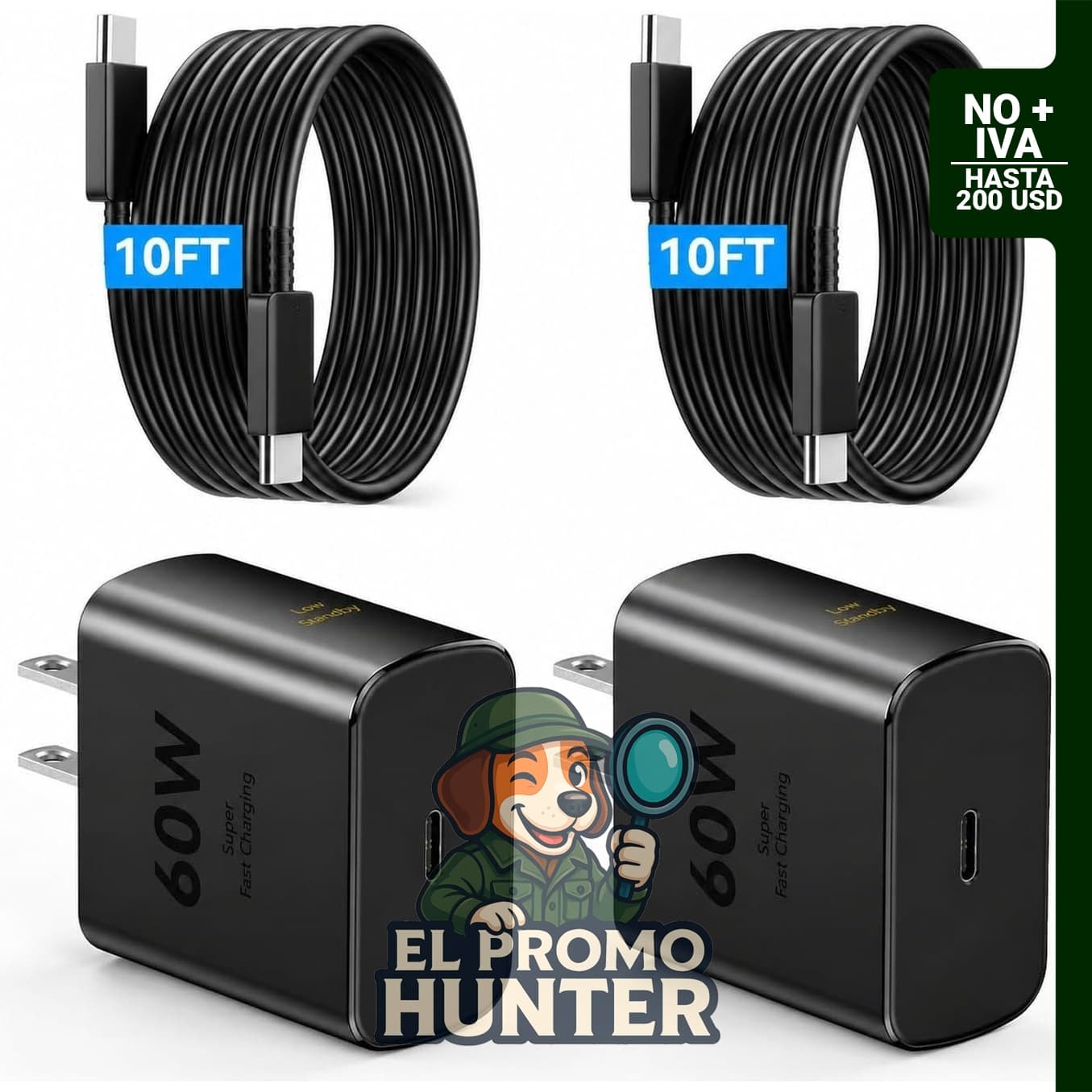 Cargador rápido USB C de 60W con cable de 10 pies para teléfonos Android, compatible con Samsung Galaxy S26 Ultra/S26+/S26/S25Ultra/S25/S24.