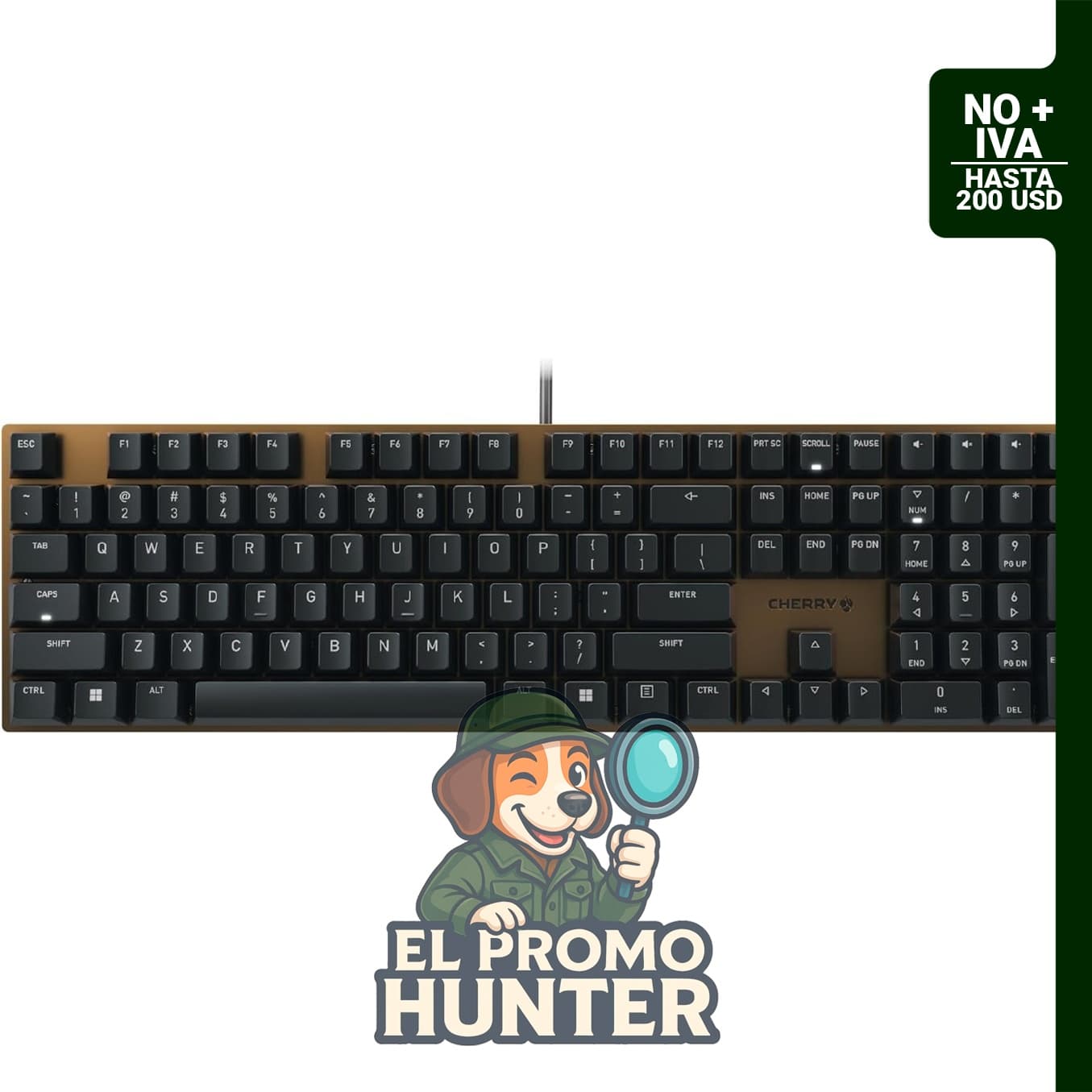 Teclado mecánico Cherry KC 200 MX con interruptores MX2A, diseño moderno y marco de placa metálica.
