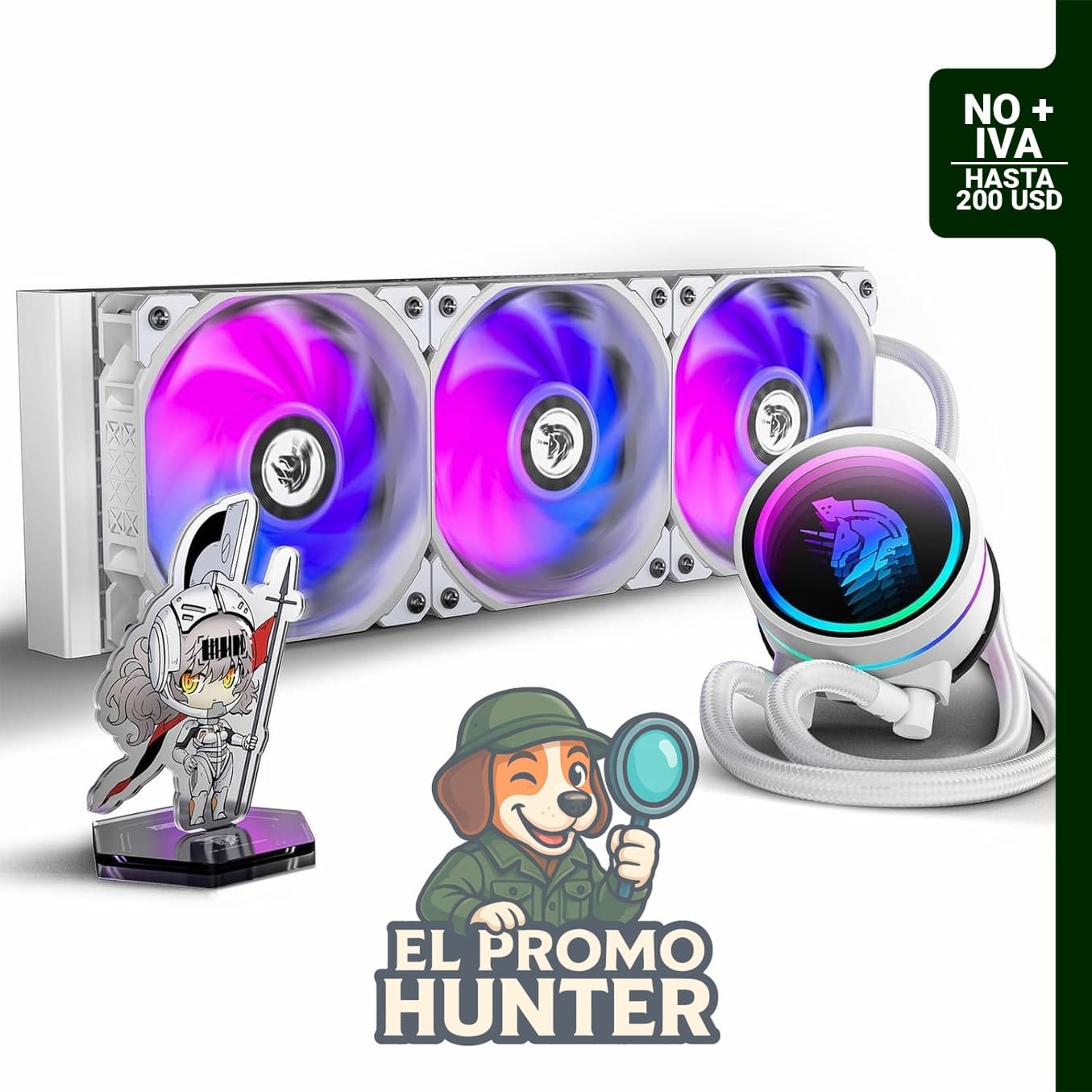AsiaHorse WK-A360 ARGB Refrigerador líquido de CPU AIO de 360 mm con bomba de alto rendimiento y ventiladores PWM de 3×120 mm.