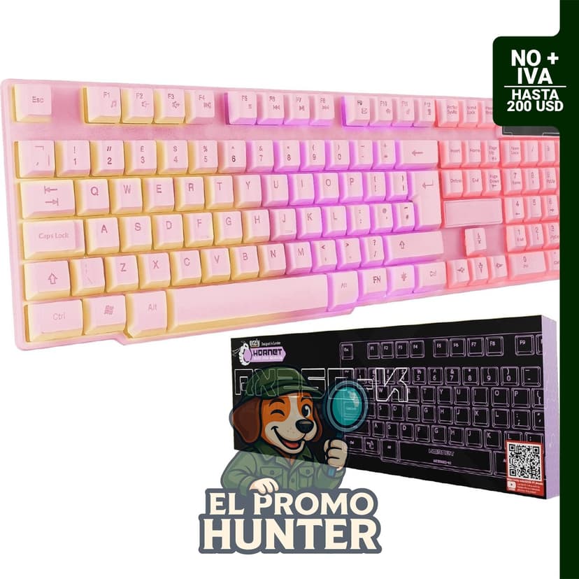 Teclado de juegos Orzly Hornet RX-250 con retroiluminación RGB y conexión USB.